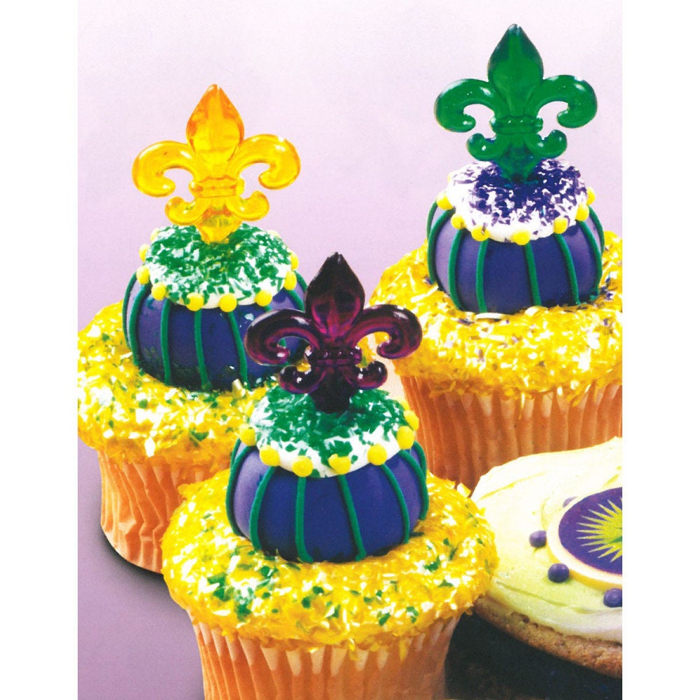 Fleur De Lis Picks Mardi Gras Jewel-Tone Food Picks (24) Dessert Food  Party Parade