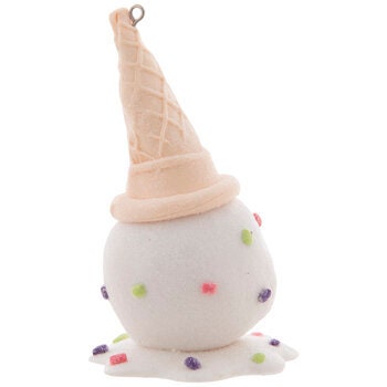 White Ice Cream Glitter Ornament Christmas Holiday Blue Bell