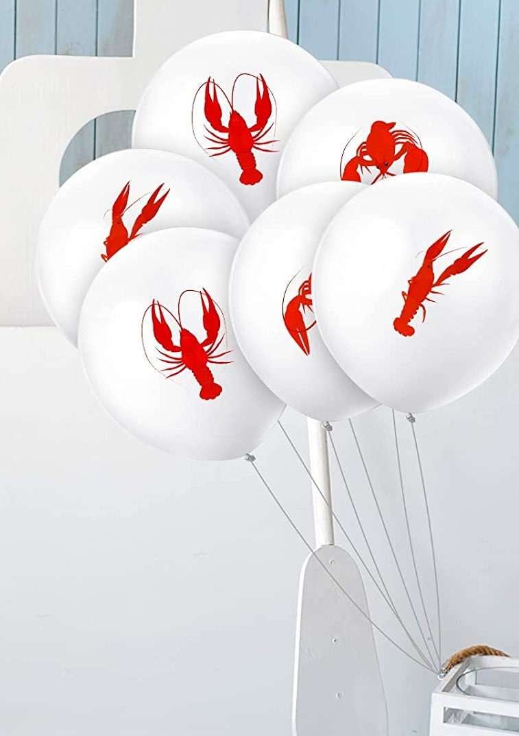 Crawfish Red SET OF 6  Balloons Lobster Seafood Boil Party New Orleans Cajun Birthday