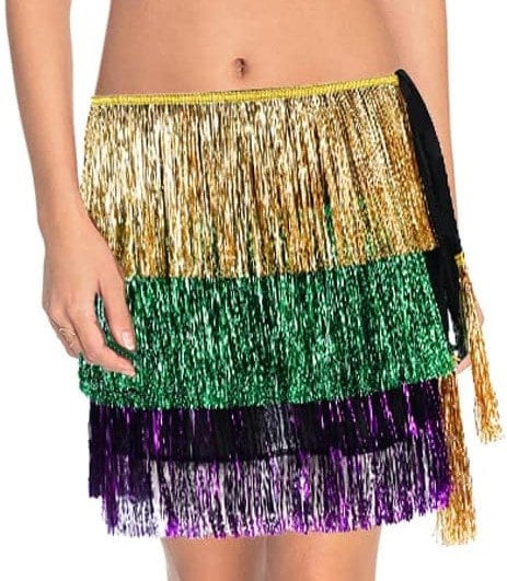 Mardi Gras Sequin Tinsel wrap skirt  purple green gold Splash Party/ Parade/ Ball