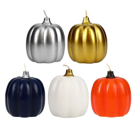 Harvest Pumpkin Candles, 2.5x2.5 in. Halloween Parade Decor Mardi Gras Candle Choose color Orange, silver, blue, white, gold Pumpkin