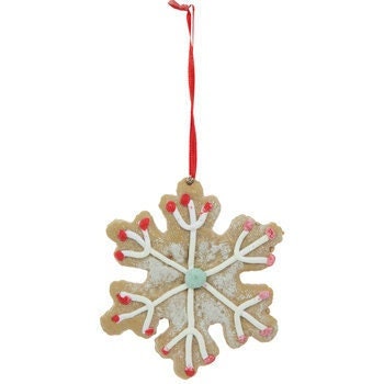 Gingerbread Snowflake Cookie Ornament Christmas Holiday Tree Decorations Sugar Glitter