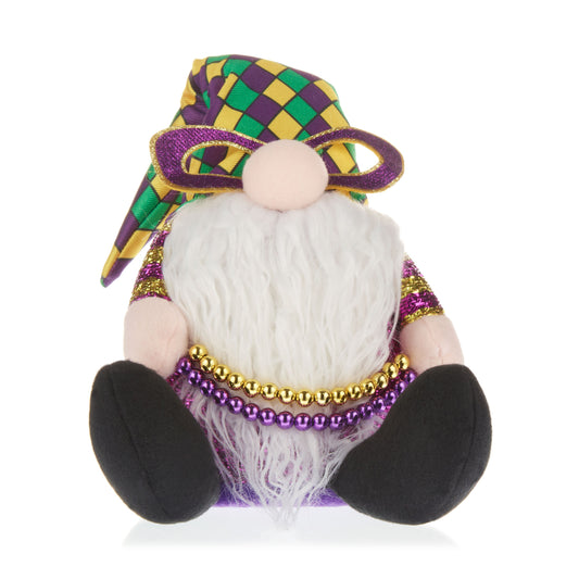 Mardi Gras Harlequin Plush Gnome Fleur De lis Glasses beads Purple Green Gold Mardi Gras Party Decoration Stuffed animal toy