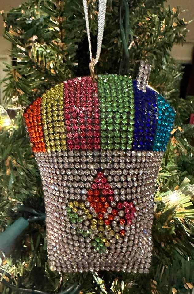 Snowball Fleur De lis Ornament Christmas Mardi Gras Snow Cone Shaved Ice Tree New Orleans rhinestone