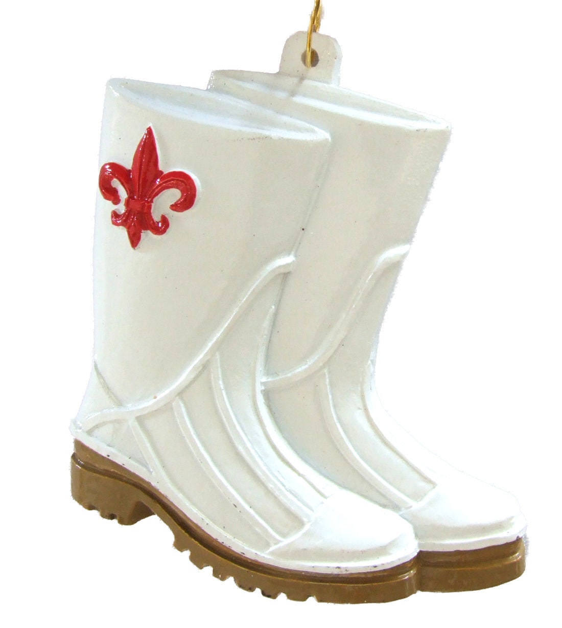 WHITE Shrimp BOOTS Christmas Red Fleur de Lis  Tree ORNAMENT New Orleans Louisiana Cajun Creole Shrimp Boil Gift Bag