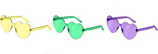 Mardi Gras Heart Purple Green or Gold sunglasses parade wear party carnival CHOOSE COLOR BELOW