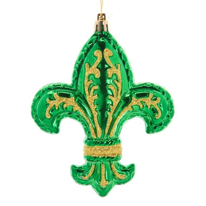 Fleur de Lis Mardi Gras Ornaments: 5" Large JUMBO  Purple Green Gold Holiday Tree Christmas