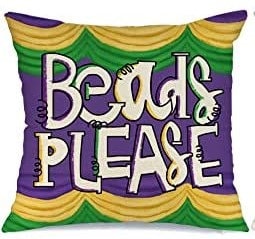 Mardi Gras Pillow Cover for Home Decorations Beads Fleur De Lis  Throw Pillows Decorative Fat Tuesday