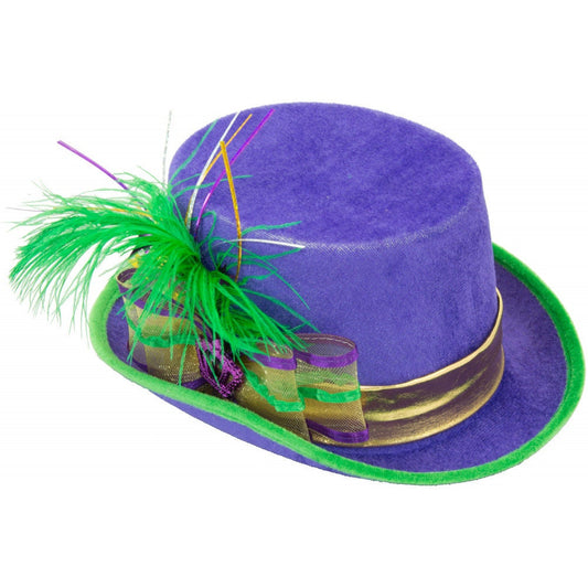 Feather Top Hat Mardi Gras  fleur de lis  Hat costume parade New Orleans Wear