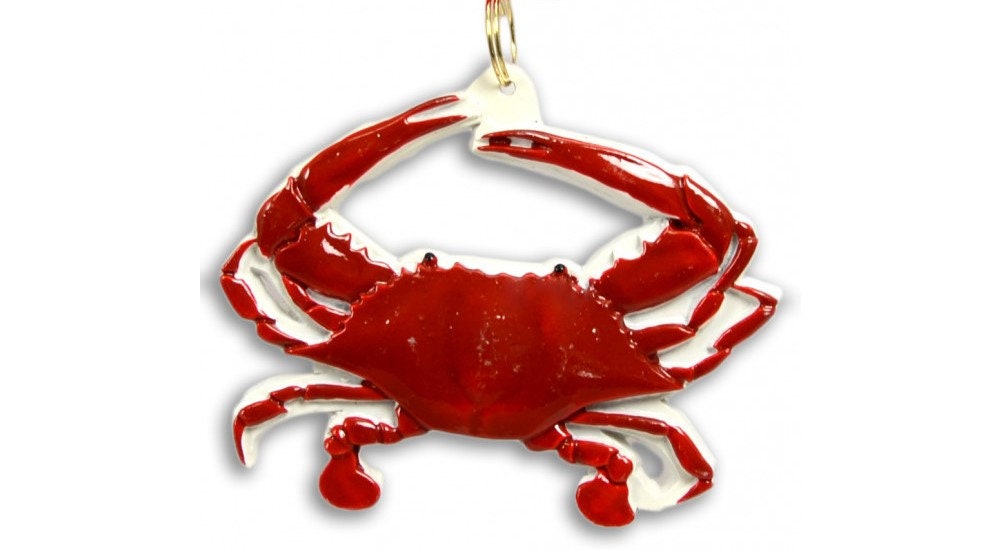 Blue Crab Bayou red Santa Claus Christmas Tree Holiday Ornament Louisiana Cajun Creole Party New Orleans FREE Gold Gift Pouch Claws