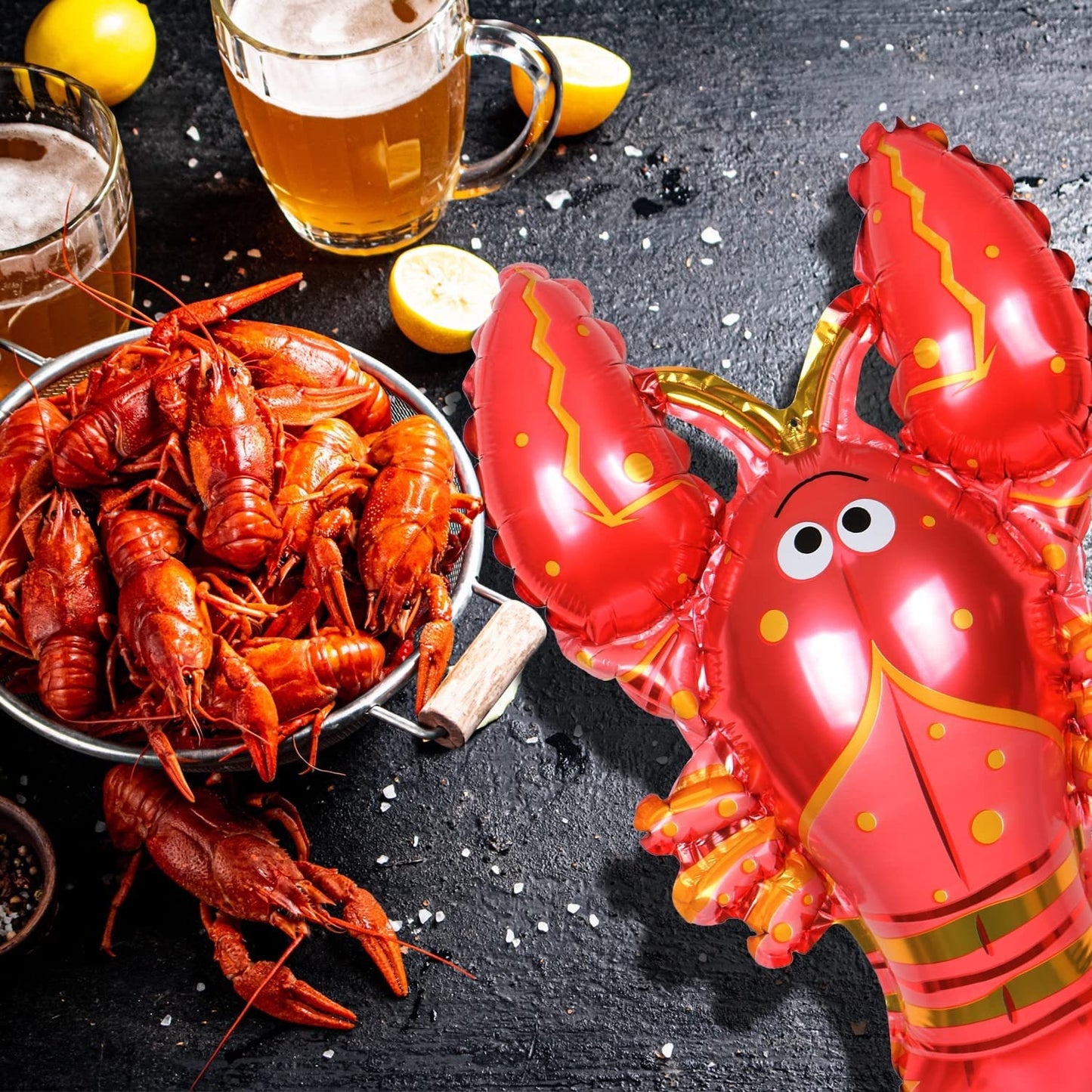 Crawfish Red JUMBO FOIL  3.5 Ft by 2.5 Ft  Balloons Lobster Seafood Boil Party New Orleans Cajun Birthday