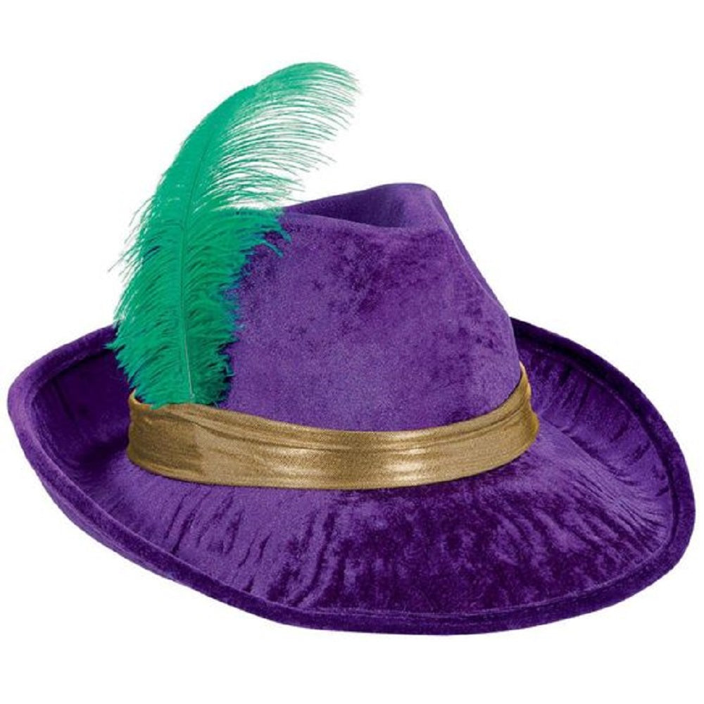 Mardi Gras Purple Pimp Fedora / Jazz Fest Captain Marching Band Drum Major Hat