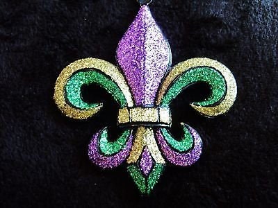 Mardi Gras Fat Tuesday Glitter Fleur De Lis Christmas Ornament with Free Gold gift box  Decorations decor