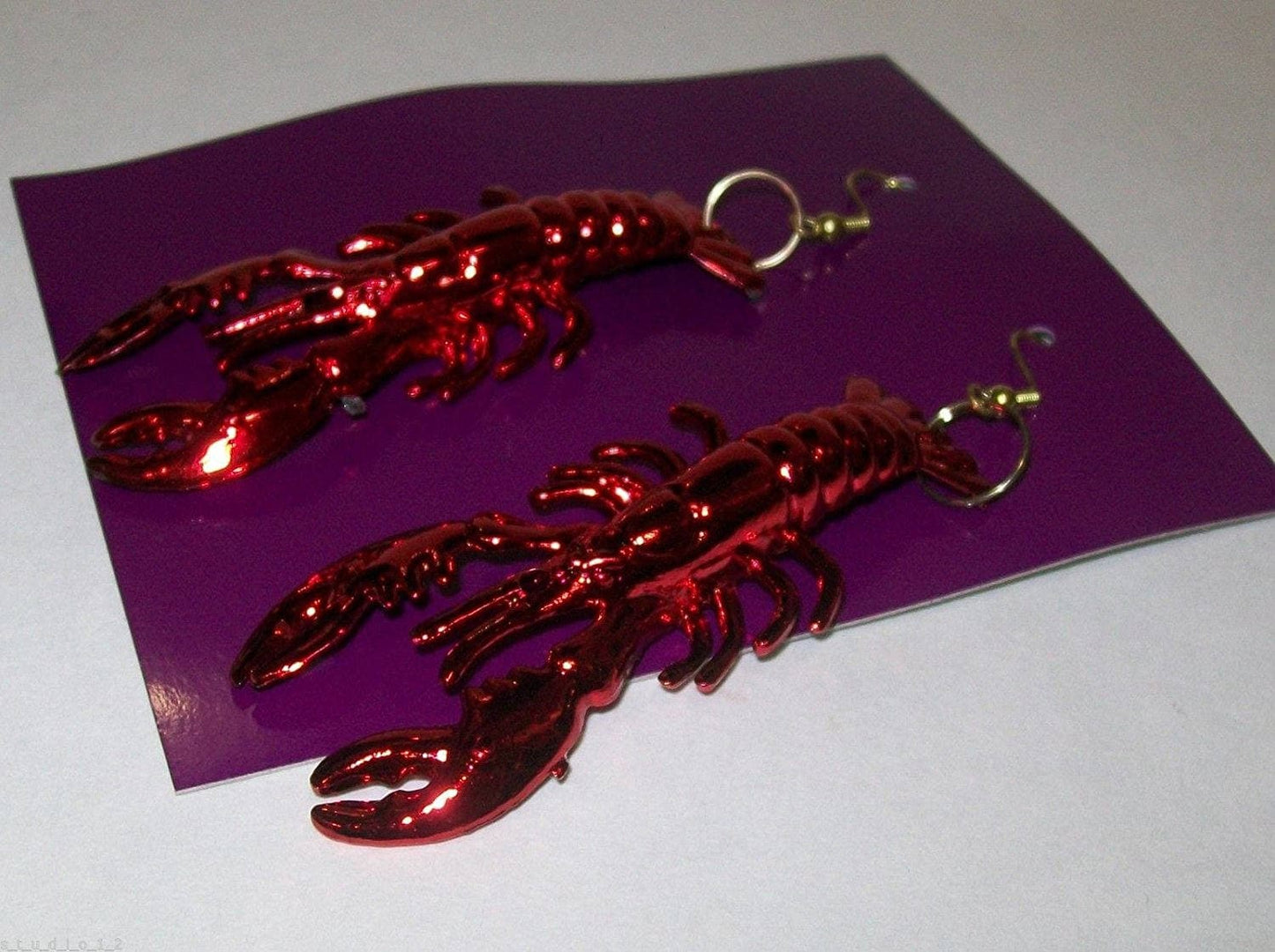 Mardi Gras Crawfish Lobster Crayfish Pierced Dangle Earrings