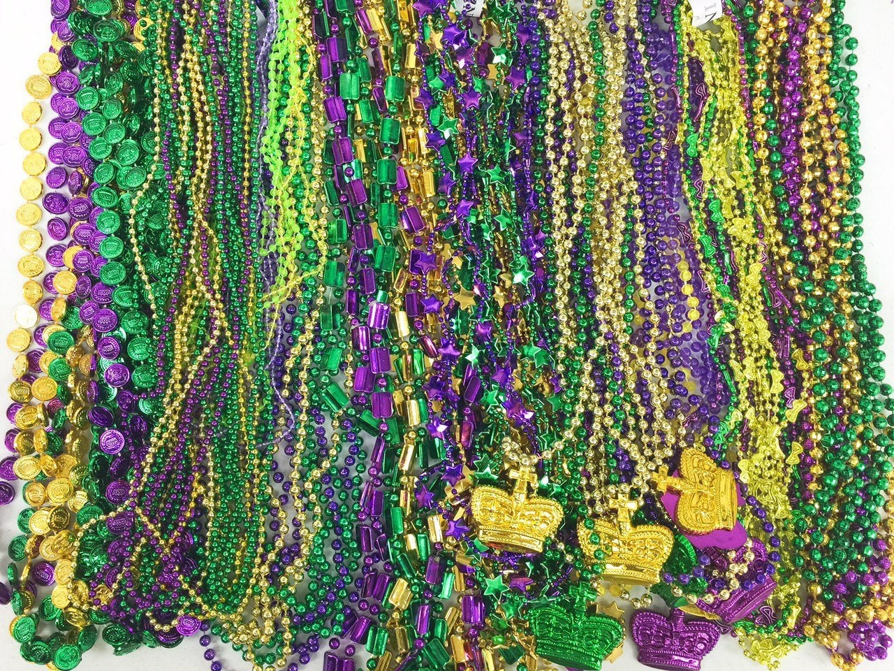 100 PC 12"-48" Mardi Gras Brand New BEADS ASSORTMENT Party Set Mardi Gras Bead  Beaded Necklace Assortments Throw Beads Carnival Fat Tuesday