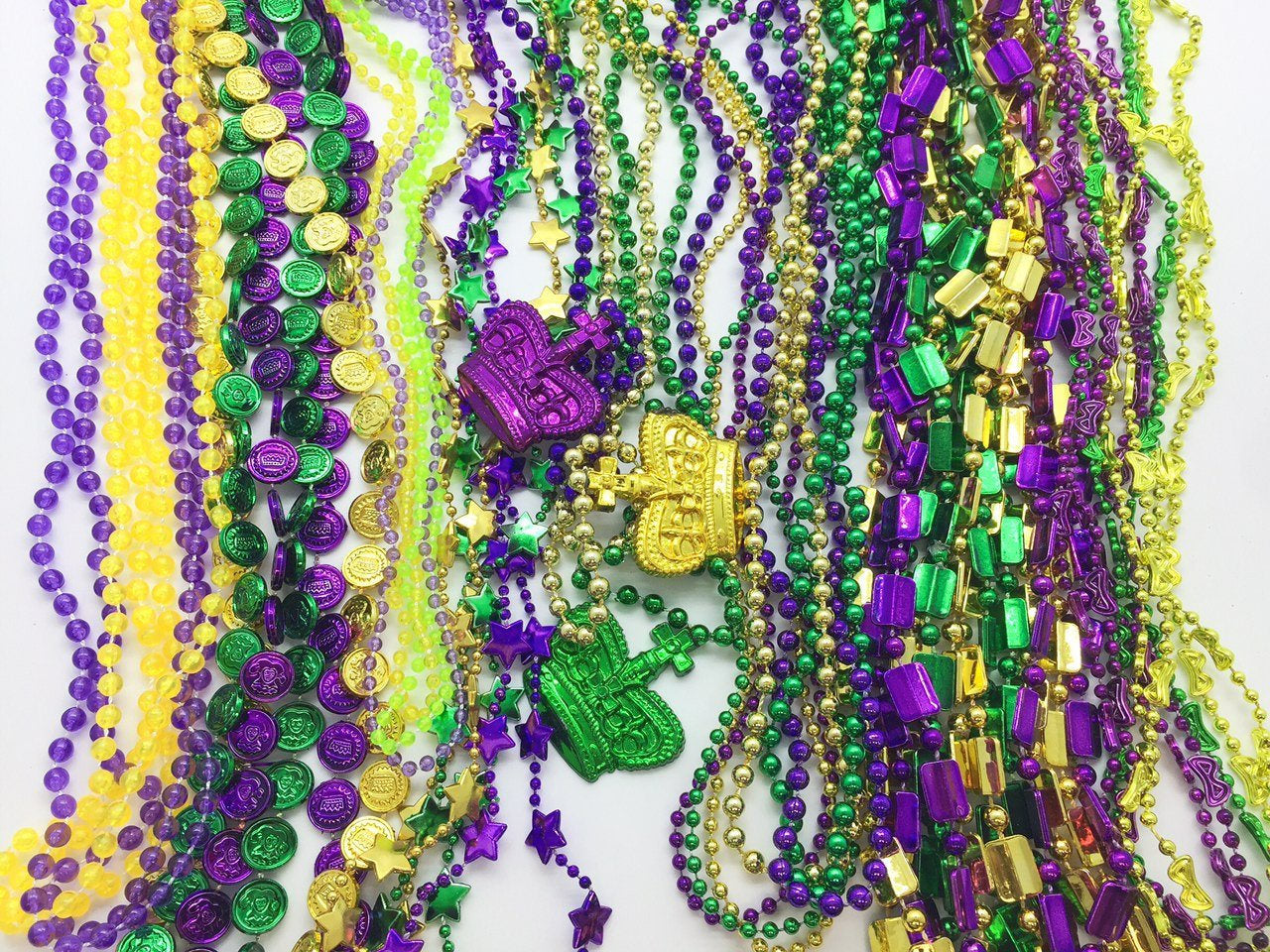 100 PC 12"-48" Mardi Gras Brand New BEADS ASSORTMENT Party Set Mardi Gras Bead  Beaded Necklace Assortments Throw Beads Carnival Fat Tuesday