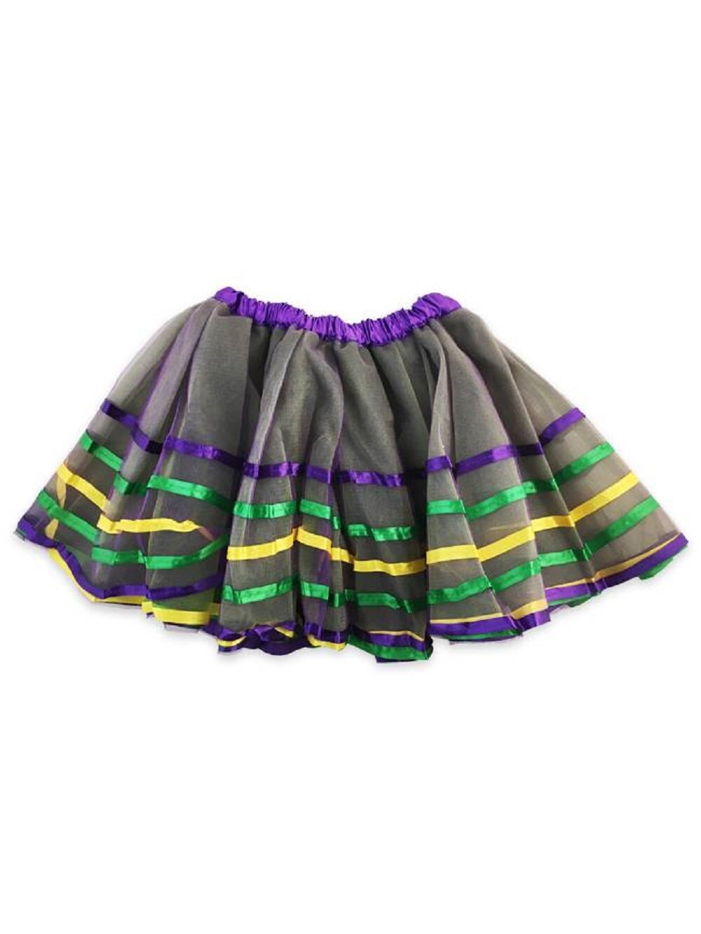 Child's Mardi Gras 4 Layer Ribbon Tutu Purple Green Gold New Orleans Costume small skirt dress