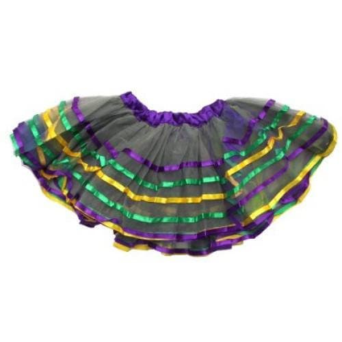 Child's Mardi Gras 4 Layer Ribbon Tutu Purple Green Gold New Orleans Costume small skirt dress