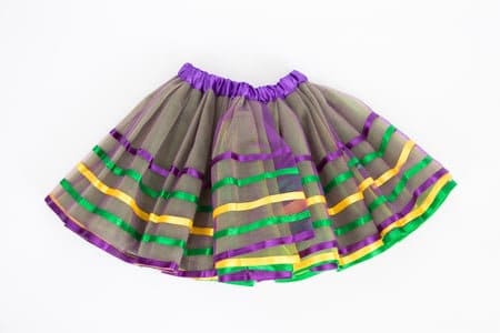 Child's Mardi Gras 4 Layer Ribbon Tutu Purple Green Gold New Orleans Costume small skirt dress