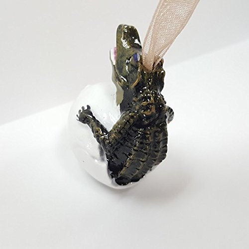 Alligator Crocodile Croc  Hatchlings" New Orleans Louisiana  Christmas Ornament BABY Gator Egg hatch  GOLD gift bag