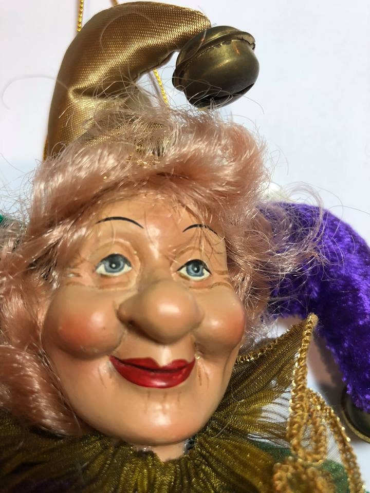 New Orleans Huge  Jester Huge Double Sided Glitter Christmas Ornament Mardi Gras Bourbon St New Orleans Bayou Decorations STYLE WILL VARY