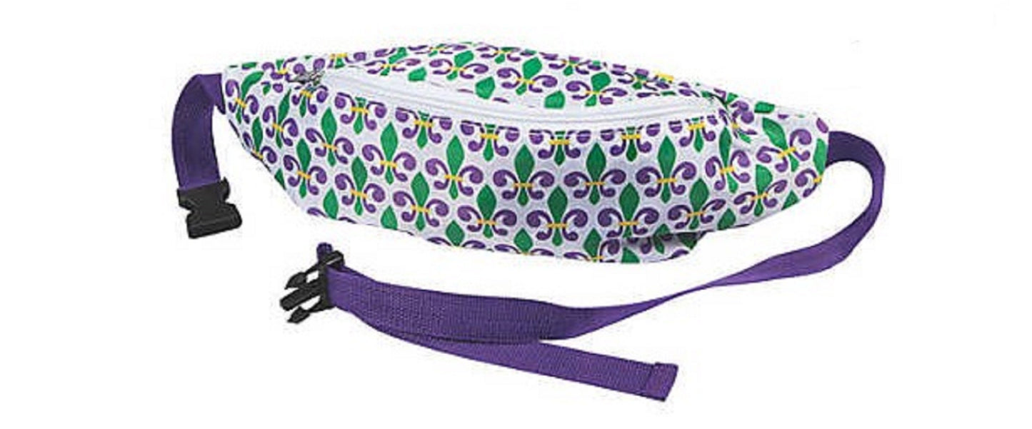 Mardi Gras FLEUR DE Lis  Fanny Pack New Orleans NOLA Purple Green Gold Parade wear Purse