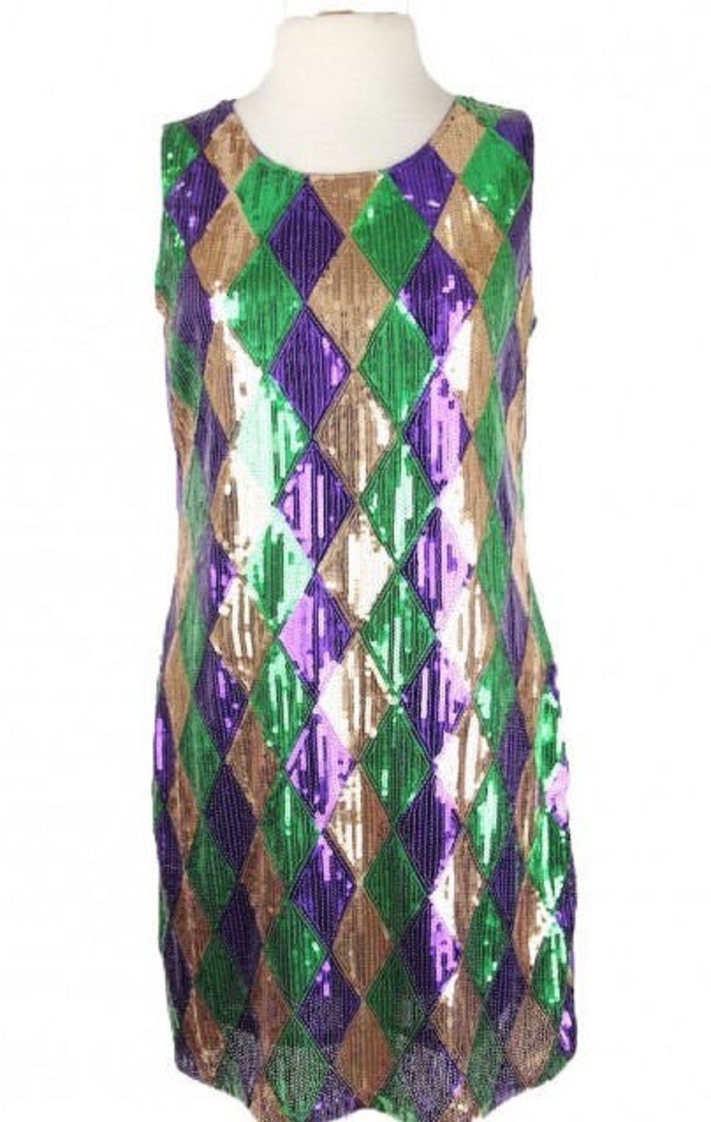 Mardi Gras Costume  MEDIUM Dress HARLEQUIN sequin diamond pattern dress sequins NOLA New Orleans, anywhere, parties, parades, festival