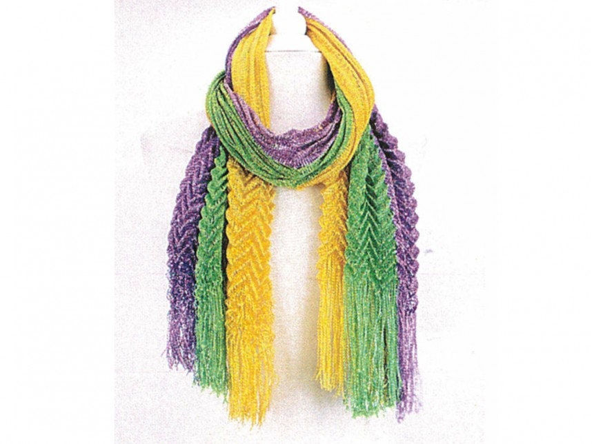 Mardi Gras Corrugated Oblong Mardi Gras Corrugated Oblong Scarf  Fringe ends Pleaded chevron Scarf Sexy New Orleans Carnival Fat Tuesday