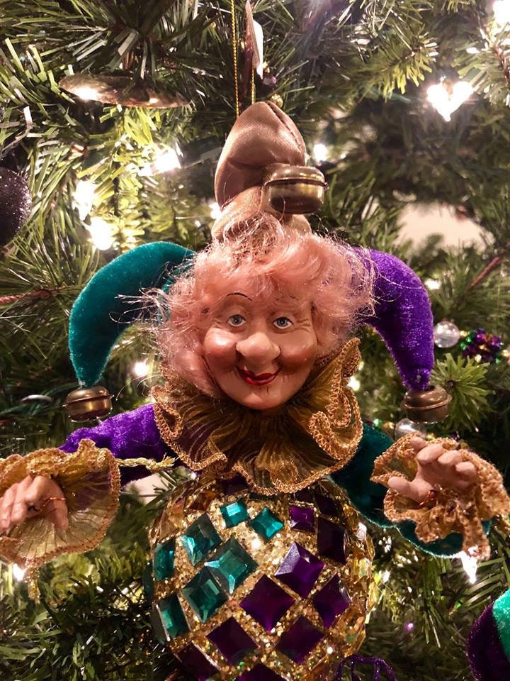 New Orleans Huge  Jester Huge Double Sided Glitter Christmas Ornament Mardi Gras Bourbon St New Orleans Bayou Decorations STYLE WILL VARY