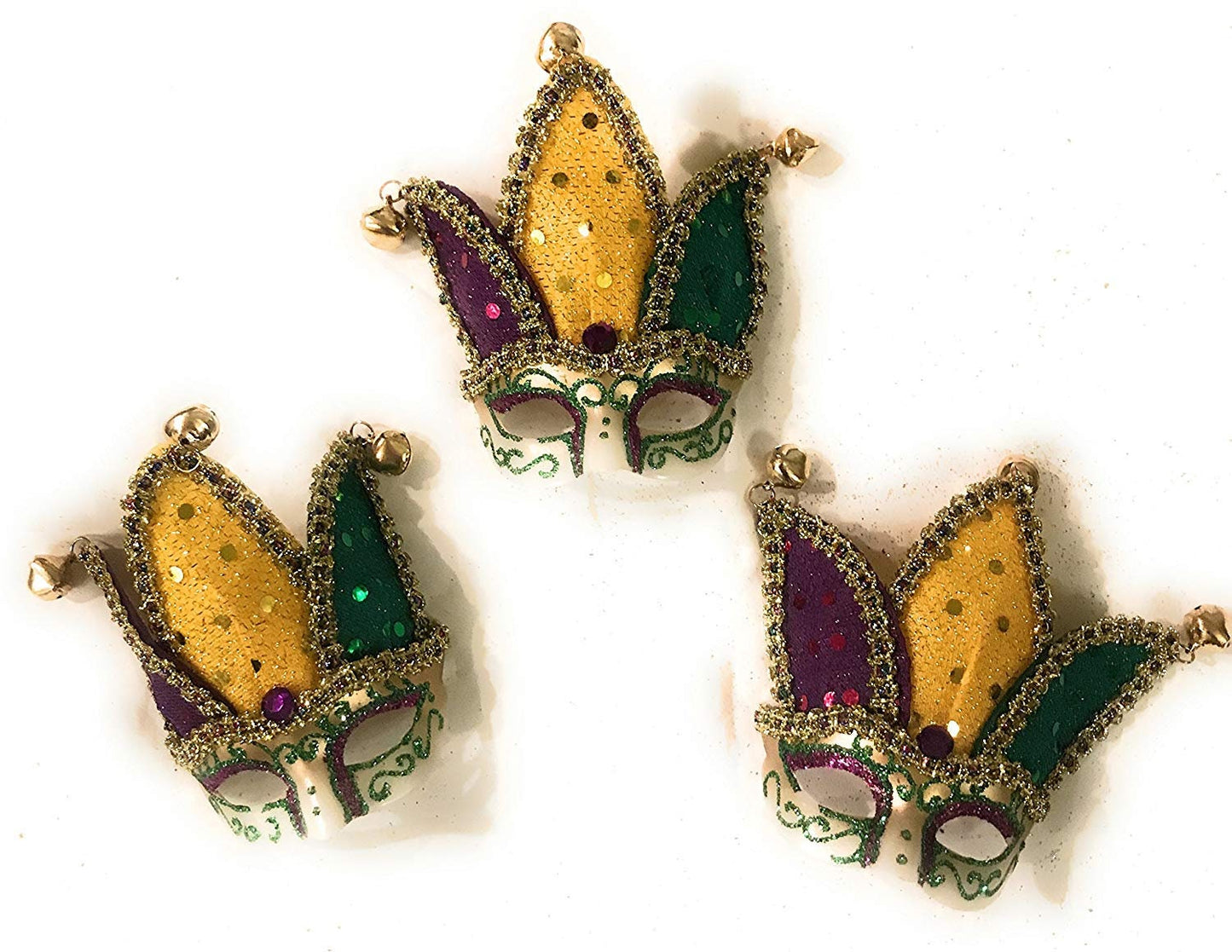 Mardi Gras Mini Jester Mask Magnets, 3 Pack NEW ORLEANS Ornament Decor