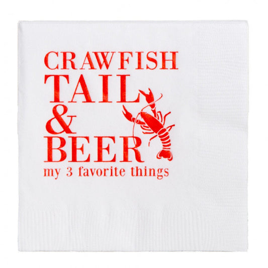 Crawfish Tail And Beer Beverage Napkins (10) Seafood Boil Party Red Lobster Creole Cajun Cocktail