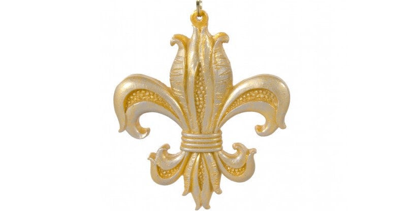 Gold tulip fleur de lis polystone Holiday, Christmas, Mardi Gras tree ornament