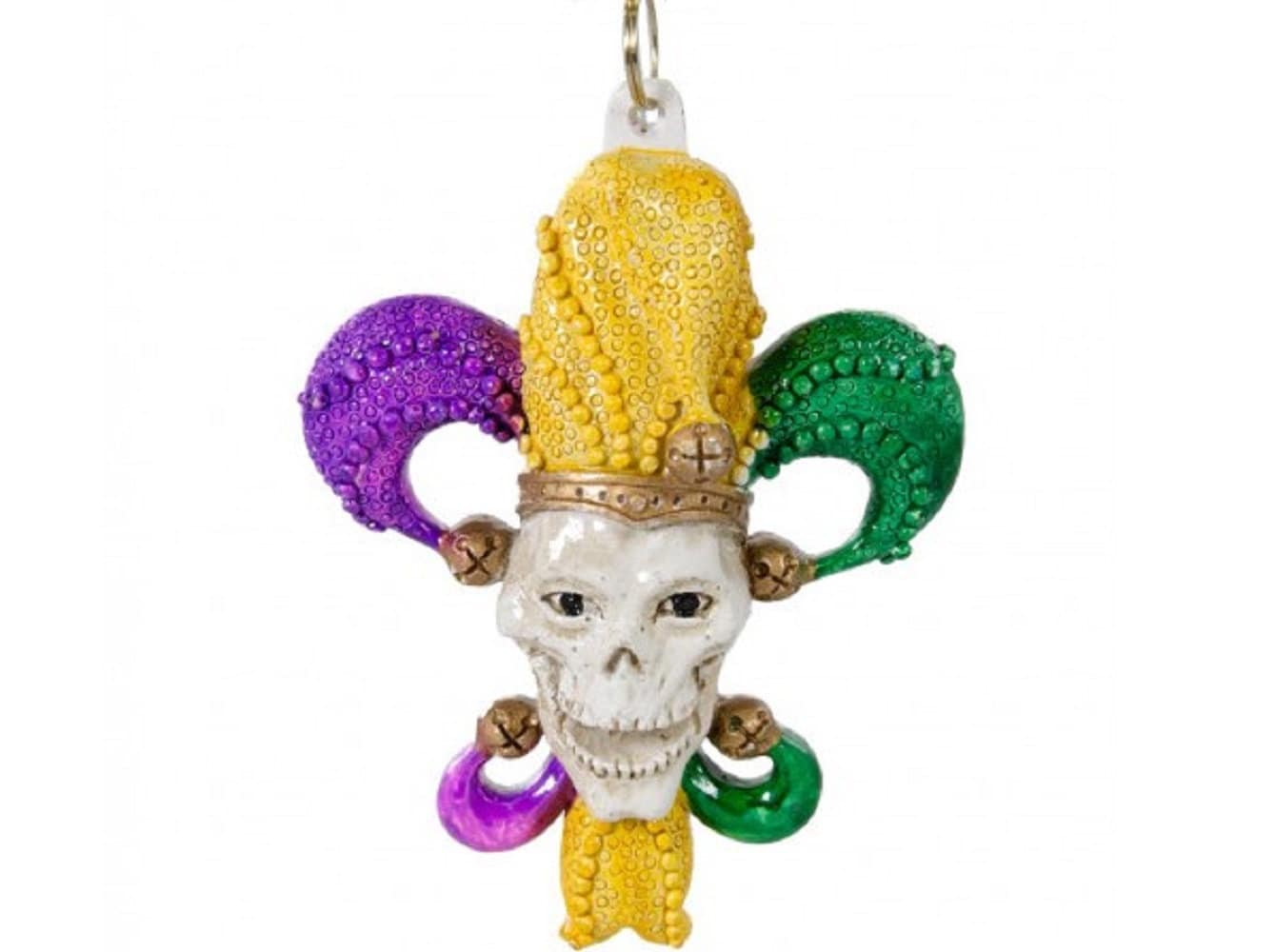 Skeleton Jester HOLIDAY ORNAMENT Fleur-de-LIS Mardi Gras Bead Day of The Dead sugar skull Halloween tree Christmas New Orleans Voodoo