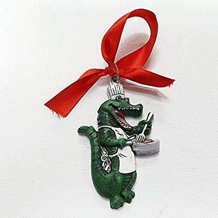 Alligator Chef Fleur de Lis Christmas Holiday Mardi gras Cajun Tree Ornament