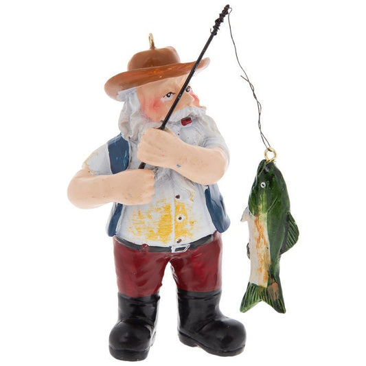 Fishing Santa Ornament Cajun Christmas Holiday Sportsman's Paradise Louisiana Rod & Fish