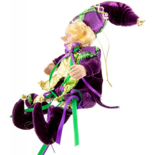 Mardi Gras Christmas Elf Holiday Cajun Creole Bayou on Louisiana Carnival Gift  ornament posable