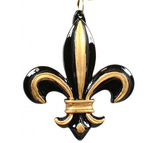 Hand-painted lack & Gold New Orleans SAINTS Christmas Tree Holiday Ornament Mardi Gras Bourbon Street New Orleans DECOR Free Gift Bag