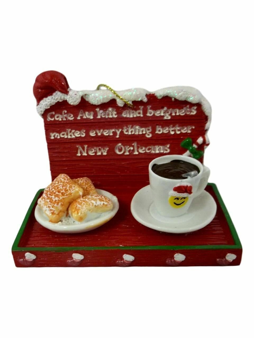 CAFE AU LAIT New Orleans Cafe Du Monde Coffee  Beignets Christmas Mardi Gras Ornament Gift Bag Mardi Gras Decorations decor