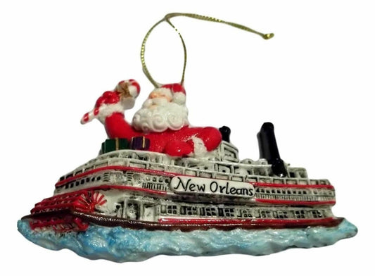 Steamboat Santa Claus New Orleans Christmas Ornament Mardi Gras  Parade  Natchez French Quarter Decoration NOLA  Cruise River Boat