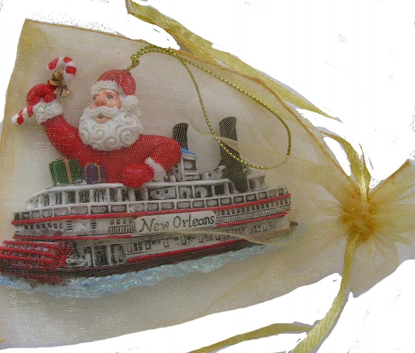 Steamboat Santa Claus New Orleans Christmas Ornament Mardi Gras  Parade  Natchez French Quarter Decoration NOLA  Cruise River Boat