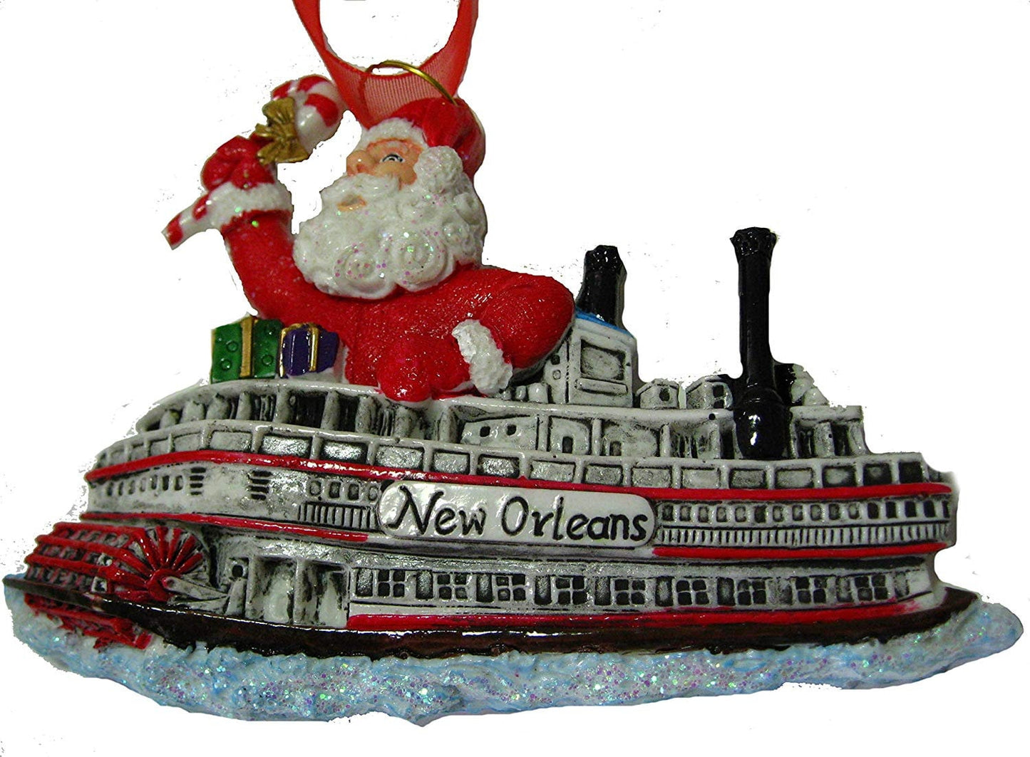 Steamboat Santa Claus New Orleans Christmas Ornament Mardi Gras  Parade  Natchez French Quarter Decoration NOLA  Cruise River Boat