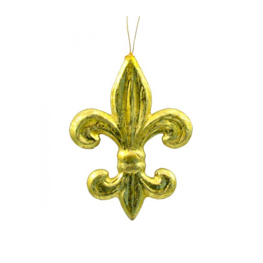 6" Gold Leaf Fleur De Lis Ornament New Orleans Saints Christmas Mardi Gras Holiday Tree