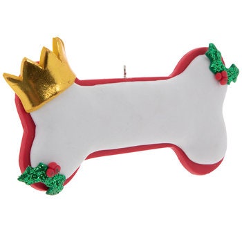 Bone With  gold crown Christmas Holiday Dog Puppy Christmas Tree Ornament Personalized