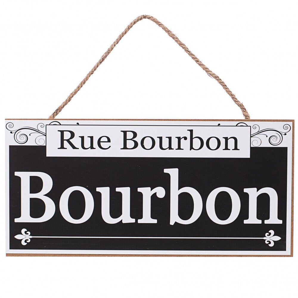 12" Wooden Sign: Rue Bourbon Street New Orleans Mardi Gras Christmas French Quarter Parade Fleur De lis