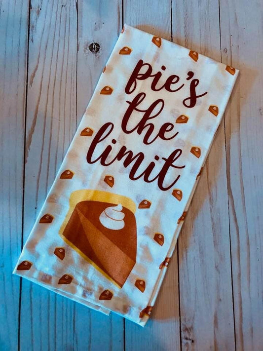 Pie's the Limit Pumpkin Pie turkey Flour Sack Kitchen Hand Tea Towels Decoration Decor Thanksgiving