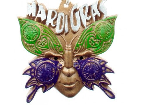 Elegant Butterfly mask Mardi Gras Christmas Tree holiday Ornament Carnival Fat Tuesday