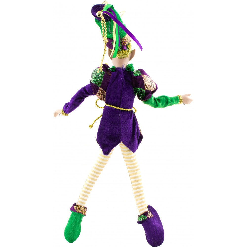 24" Mardi Gras Huge Harlequin Jester Doll Ornament New Orleans Bourbon St. Purple Green Gold Carvial