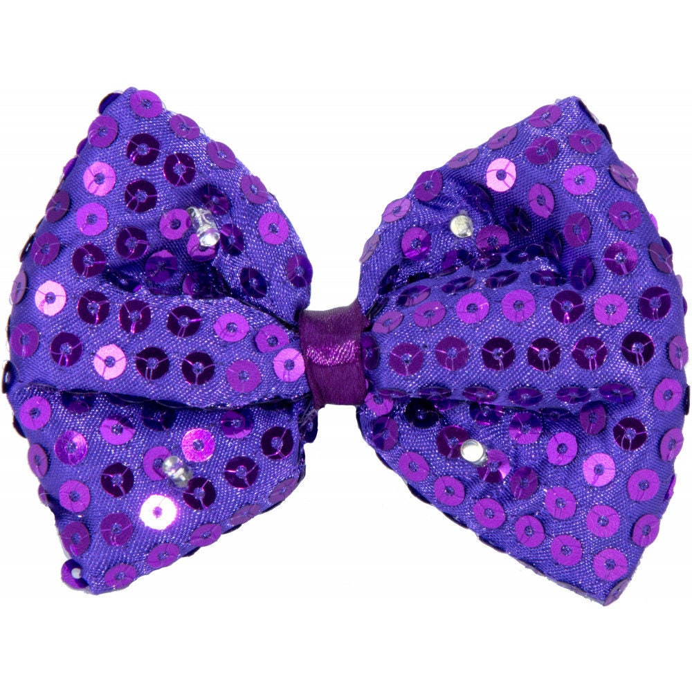 Sequin LED light Mardi Gras  Satin Bow tie Purple bowtie Men Women Parade Costume Masquerade ball Suit