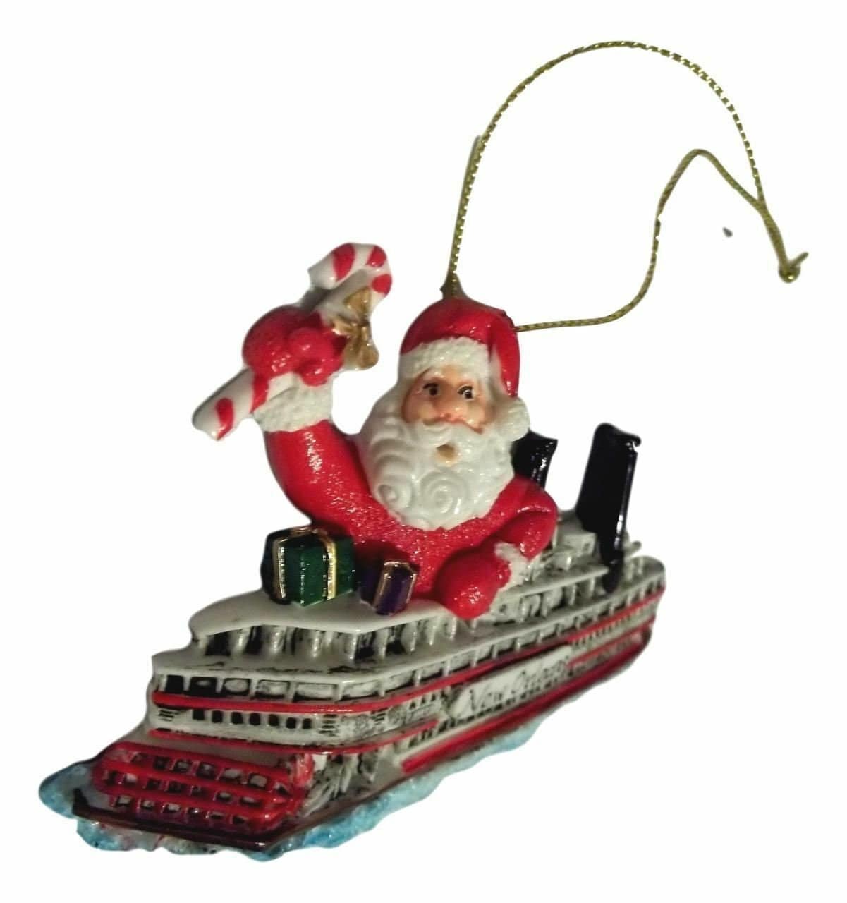 Steamboat Santa Claus New Orleans Christmas Ornament Mardi Gras  Parade  Natchez French Quarter Decoration NOLA  Cruise River Boat