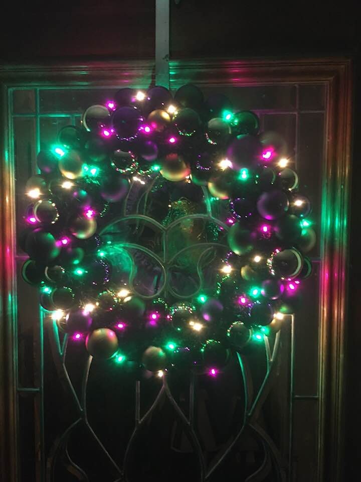 Mardi GRAS Light-UP Wreath Pre-Lit LED Decorated Ornament Collection